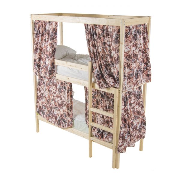 Двухъярусная кровать c каркасом для штор, 70 ? 190 см, цвет сосна