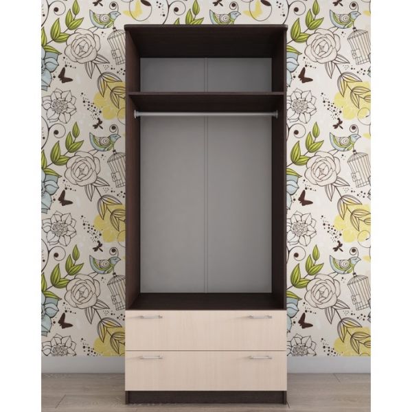 Шкаф 2-х створчатый с ящиками ШР-2 2100х900х550 Дуб выбеленный/Венге