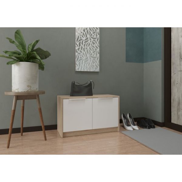 Тумба для обуви низкая Нордик, 803х360х490,  Дуб сонома светлый/Белая Аляска