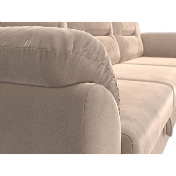 Угловой диван «Бостон», механизм дельфин, велюр, цвет бежевый