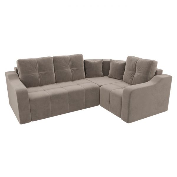 Угловой диван «Кембридж», механизм еврокнижка, велюр, цвет бежевый