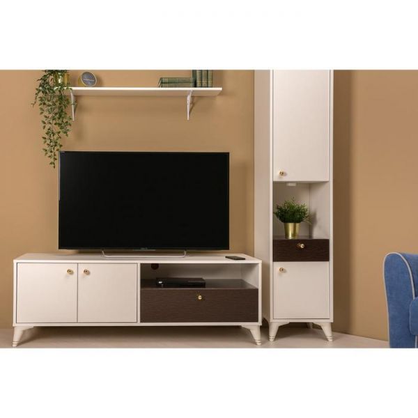 Стеллаж Миндаль 13.145, 389х384х1949, Миндаль/Венге глянец