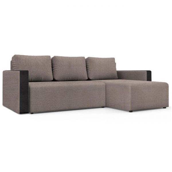 Угловой диван «Алиса 3», рогожка, цвет savana chocolate / savana camel / мarvel dark brown