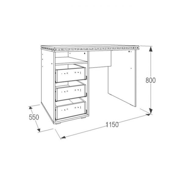 Стол письменный «Ольга 13», 1150 ? 550 ? 800 мм, цвет ясень анкор тёмный / анкор светлый