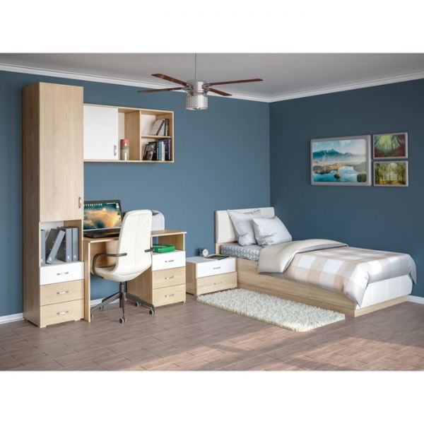 Полка навесная 230 Линда, 1100х340х560, Дуб сонома/Белый