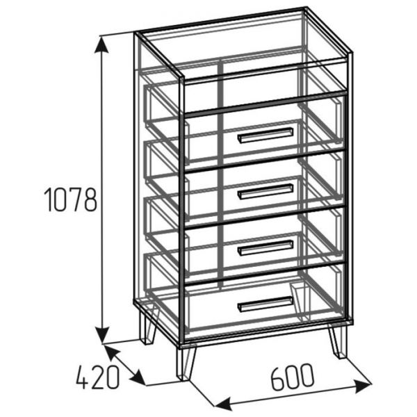 Комод «Айрис 45», 600 ? 420 ? 1078 мм, цвет белый / дуб золотистый