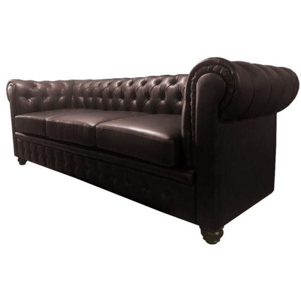Диван "Честерфилд", 3х местный, экокожа темно-зеленая