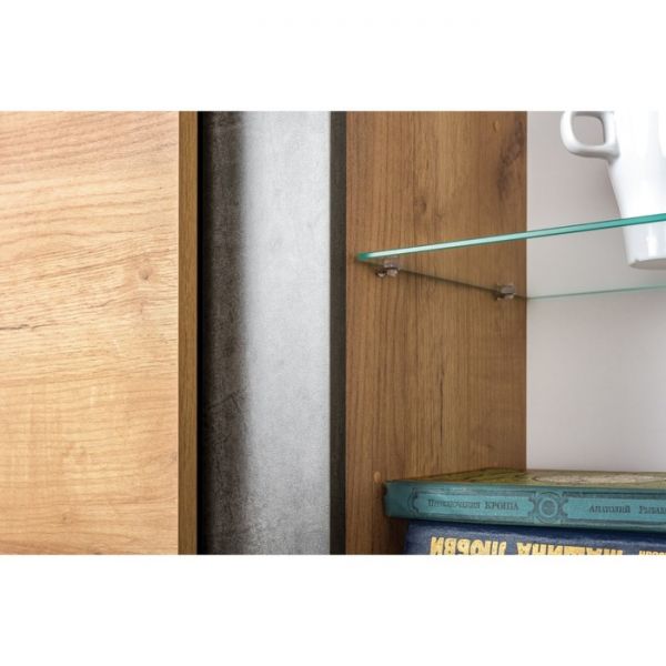 Тумба под ТВ Арчи 10.86, 1800х413х461, Дуб крафт золотой/Камень темный