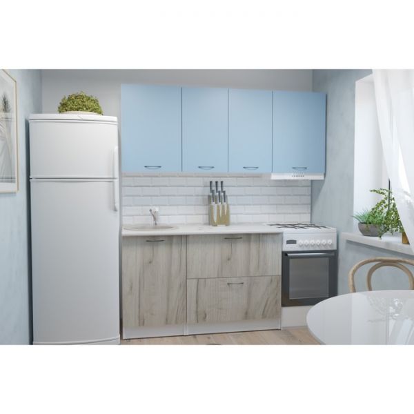 Кухонный гарнитур Лидия макси 1800х600 Белый/Сосна/Капри, Бетон темный