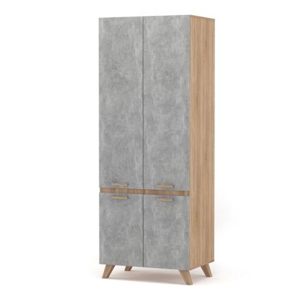 Шкаф 2х ств Фарго, 790х536х2106, Дуб сонома/Бетон светлый