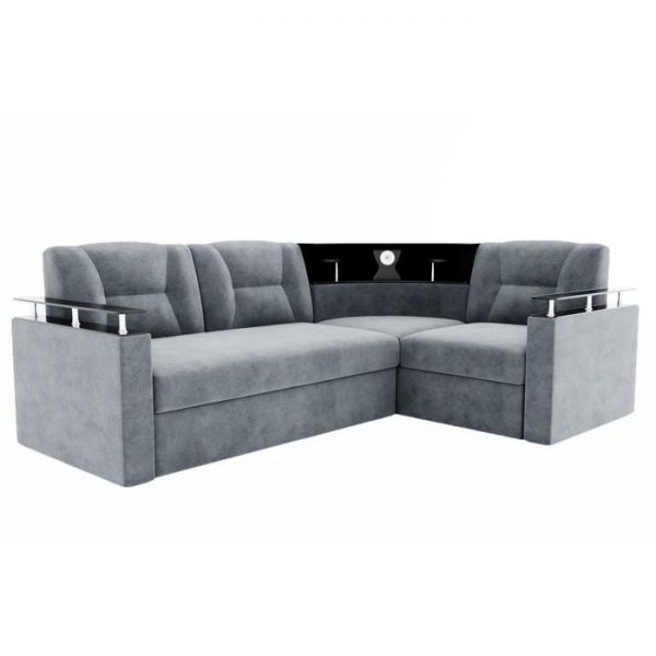 Угловой диван «София», угол правый, дельфин, подсветка, велюр, ЛДСП венге, цвет селфи 01