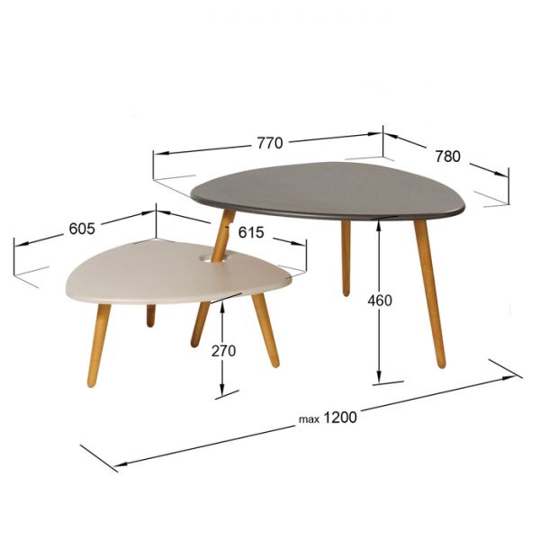 Комплект из двух журнальных столов «Стилгрей», 1200 ? 780 ? 455 мм, цвет белый