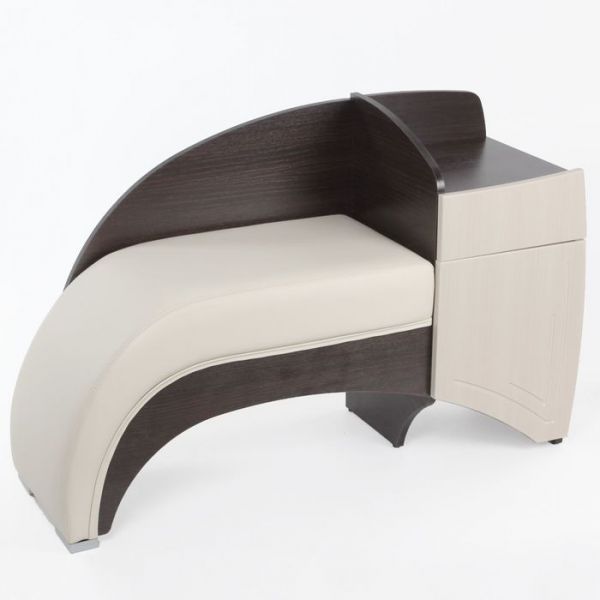Диванчик с тумбой 1110х380х700 Венге/МДФ-Лен БелыйКож.зам бежевый исполнение правое