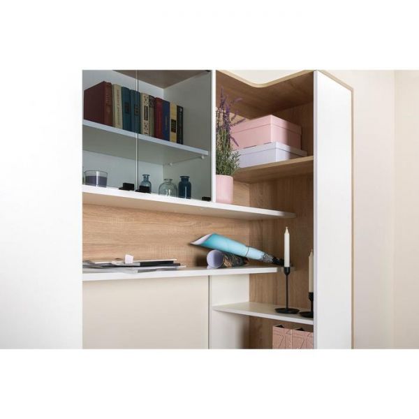 Стол компьютерный с системой хранения Микс 12.92, 1900х591х2103, Дуб сонома/Белый шагрень