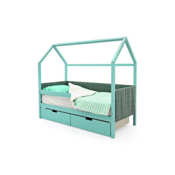 Детская кровать-домик мягкий Бельмарко  Svogen мятный