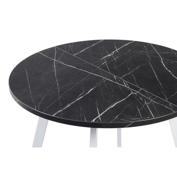 Стол РИМ D-940/1390х940х760 Камень Черный/Опора Гермес белая глянцевая