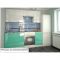 Кухонный гарнитур Волна 2, 2100х600 мм, Белый металлик/Бирюза