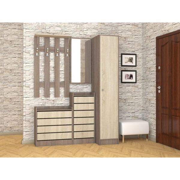 Пенал Ямайка 400x500x2100 ясень шимо темный /дуб сонома