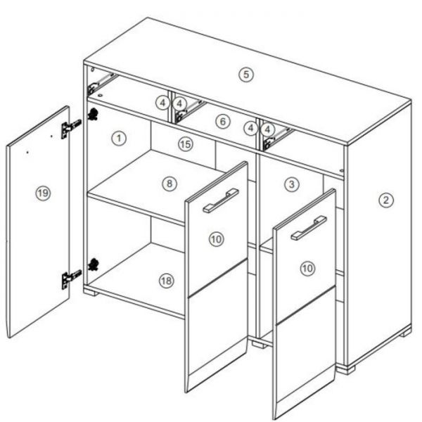 Комод Ненси МДФ ,1200х985х446, Дуб золотой/Белый глянец