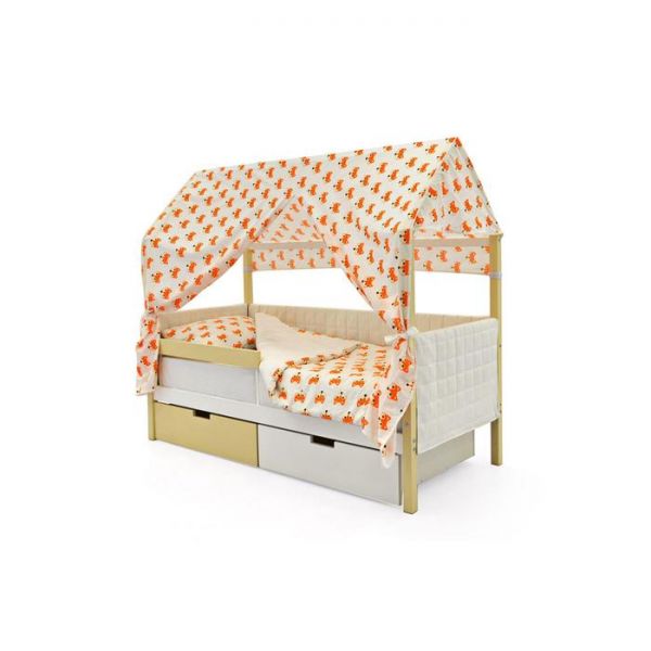 Детская кровать-домик мягкий Бельмарко  Svogen бежево-белый