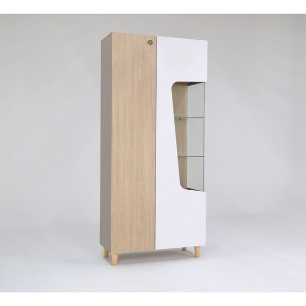 Шкаф-витрина левая Моана-2 900х420х2020 палермо/мокко