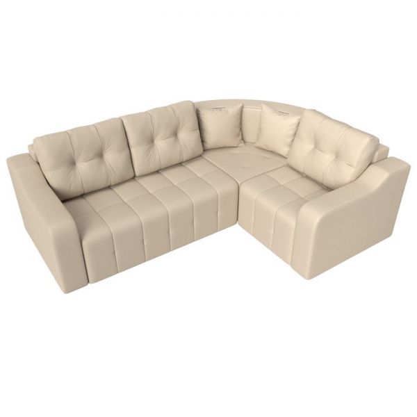 Угловой диван «Кембридж», механизм еврокнижка, экокожа, цвет бежевый