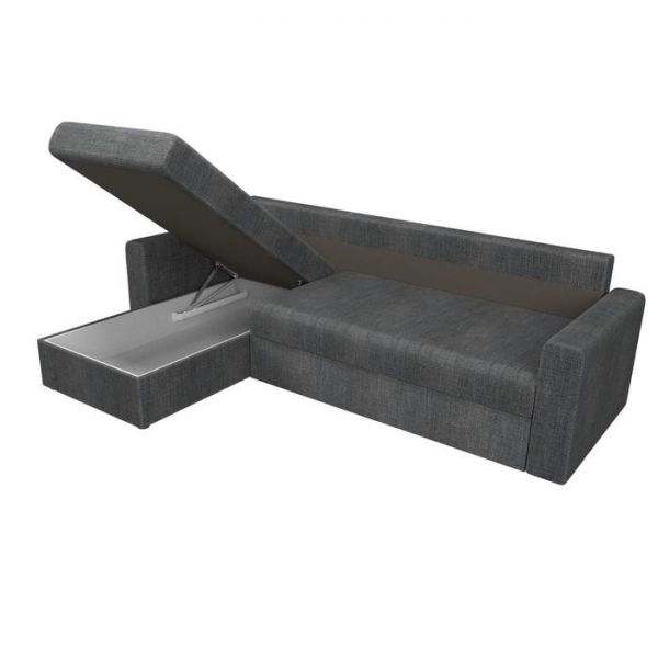 Угловой диван «Верона», механизм дельфин, рогожка, правый угол, цвет серый