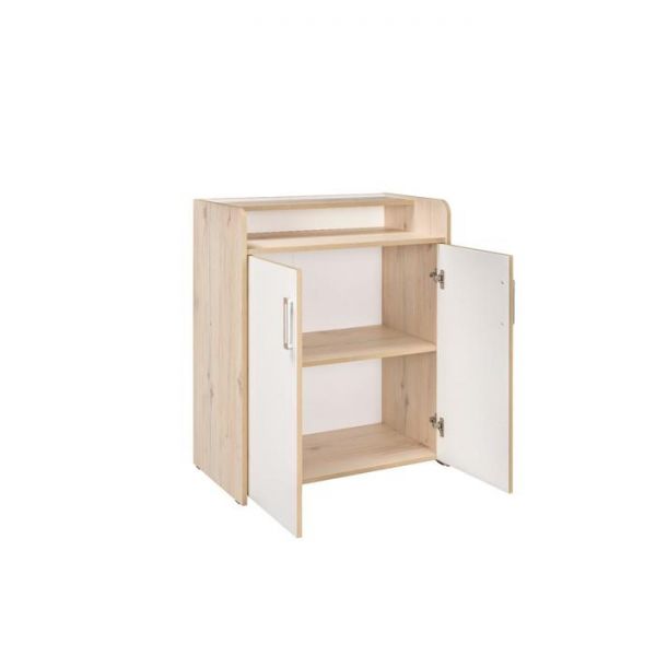 Комод Веста 13.102, 766х430х903, Гаскон Пайн светлый/Белый шагрень