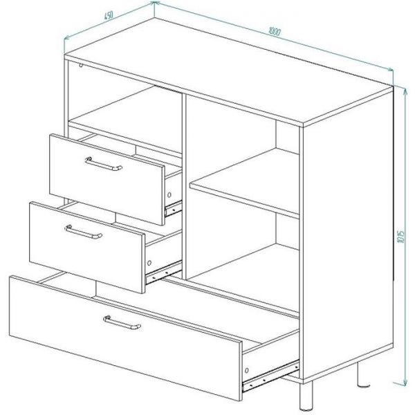 Комод ЛОФТ К-38 1000х450х1020 Малави/Дуб Бунратти