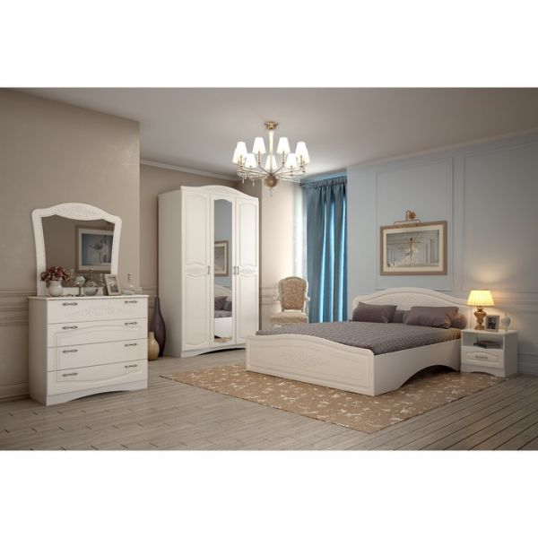 Кровать 1600 Виола-2, с основанием, 2042х1714х905, Белый/Ясень жемчужный