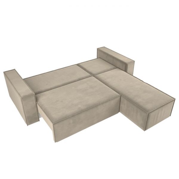 Угловой диван «Куба», механизм еврокнижка, микровельвет, цвет бежевый