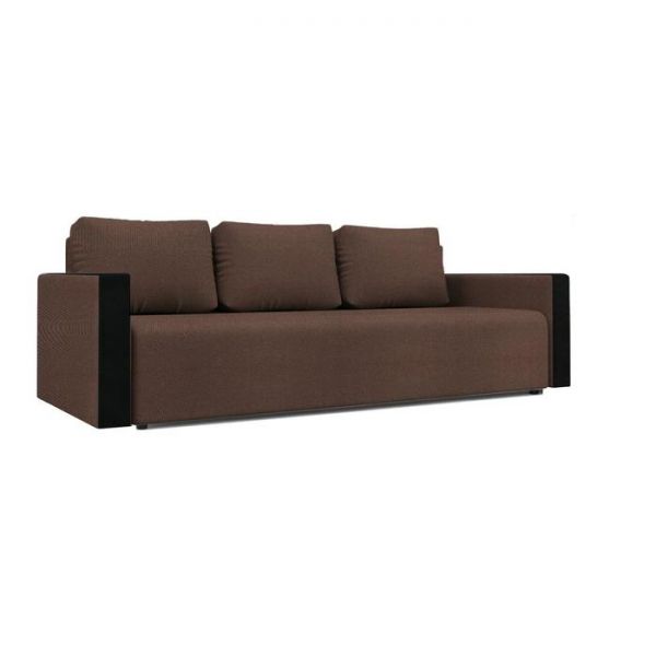 Диван «Алиса 4», еврокнижка, бельевой ящик, ткань рогожка, цвет bahama ash/теоs dark brown