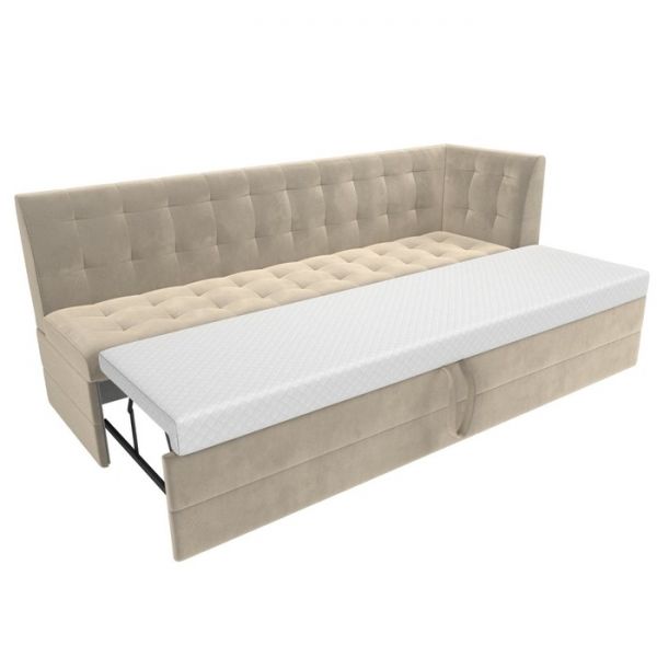 Кухонный диван «Бриз с углом», микровельвет, правый угол, цвет бежевый