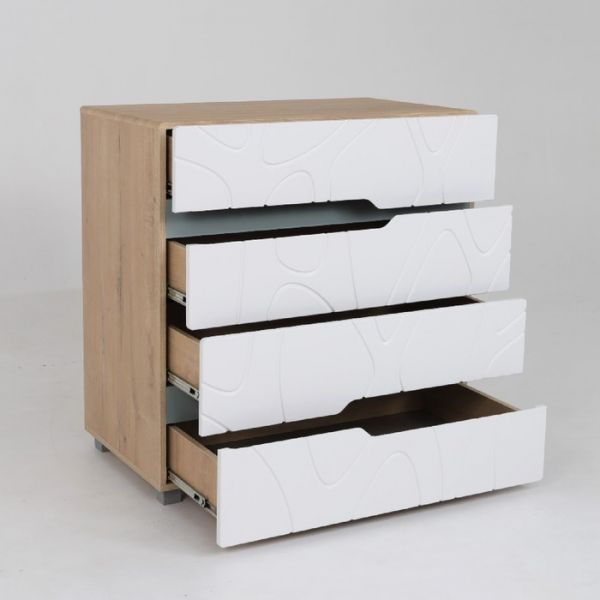 Комод 4 ящика Кристабель-8 900х500х925 дуб ирландский/белый матовый/серо-голубой