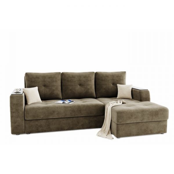 Угловой диван «Сенатор», механизм пантограф, ППУ, угол правый, велюр, селфи 01 / селфи 03