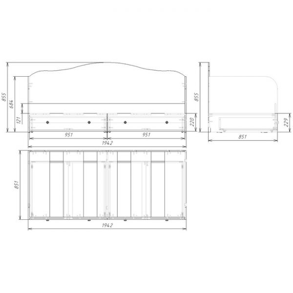 Кровать-софа Junior, 1940х850х850, Белый/Ясень шимо светлый