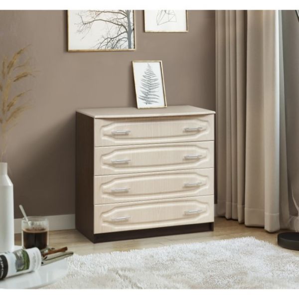 Комод №1.1, 910 ? 525 ? 880 мм, 4 ящика, цвет венге / дуб выбеленный