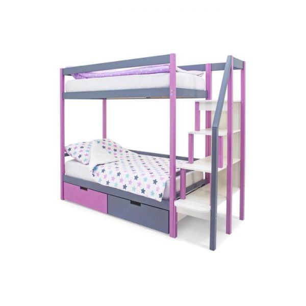 Детская двухъярусная кровать Бельмарко Svogen лаванда-графит