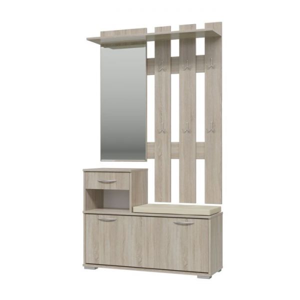 Вешалка с зеркалом ЛИРА Дуб сонома