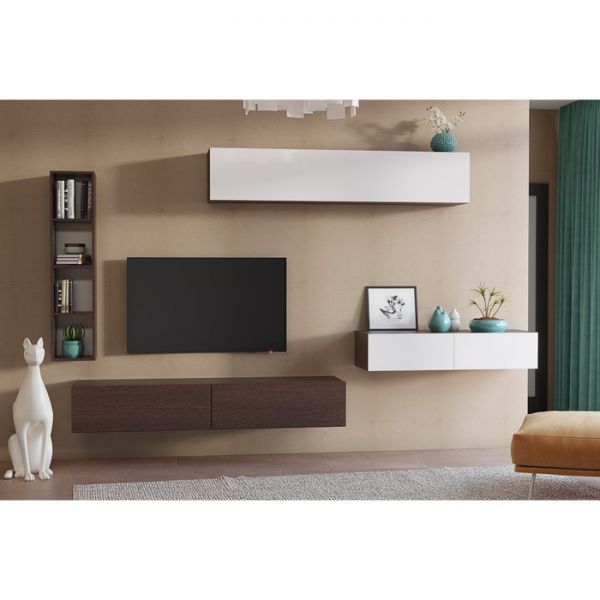 Гостиная Эмма подвесная, Венге ЛДСП/Белый глянец