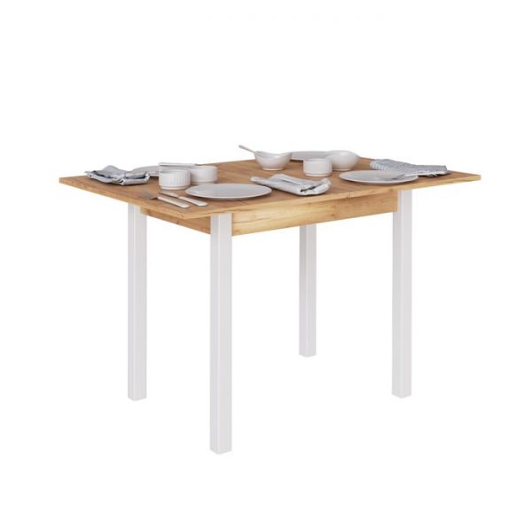 Стол обеденный раскладной СО-07, 800х580(1160)х736, белый/дуб крафт золотой