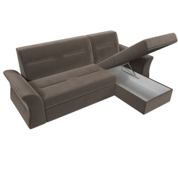 Угловой диван «Клайд», механизм дельфин, велюр, цвет бежевый