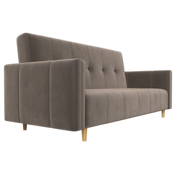 Прямой диван-книжка «Вест», механизм книжка, велюр, цвет бежевый