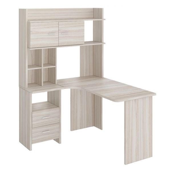 Компьютерный стол, 1200 ? 1300 ? 1785 мм, левый угол, цвет белый жемчуг