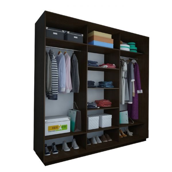 Шкаф-купе «Акцент-Квадро Д», 1500 ? 600 ? 2310 мм, вставки зеркало, лдсп, цвет венге