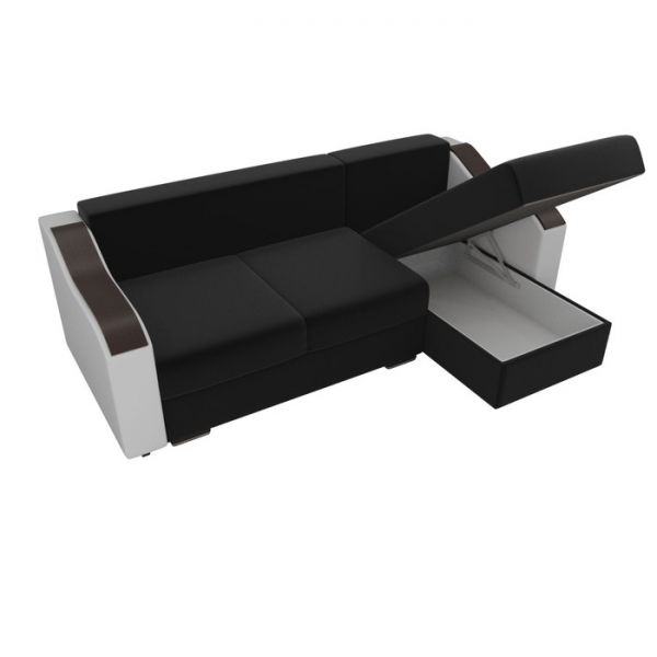 Угловой диван «Монако», механизм еврокнижка, микровельвет, цвет бежевый / коричневый