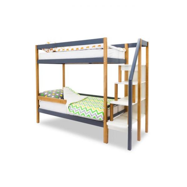 Детская двухъярусная кровать Бельмарко Svogen дерево-графит