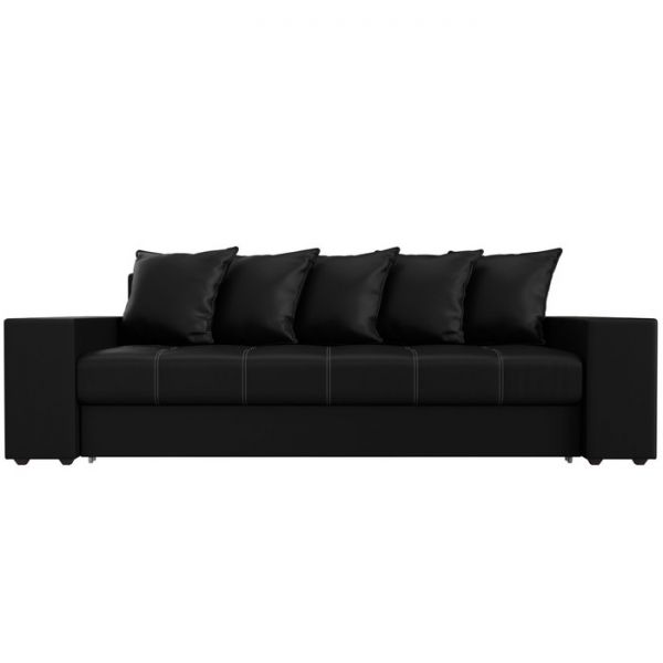 Диван прямой «Дубай», механизм еврокнижка, цвет серая рогожка / чёрная экокожа