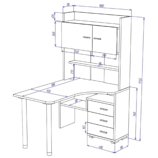 Стол компьютерный «СР 133» с надстройкой, 1010 ? 1300 ? 1750 мм, левый, цвет карамель