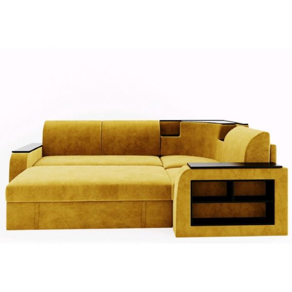 Угловой диван «Фараон», универсальный, дельфин, велюр, цвет селфи 01, вставка астор 536